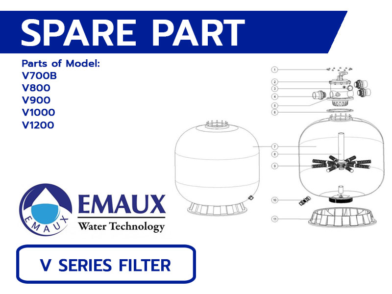 อะไหล่ถังกรองสระว่ายน้ำ EMAUX V Series Filter (V700B-V1200)